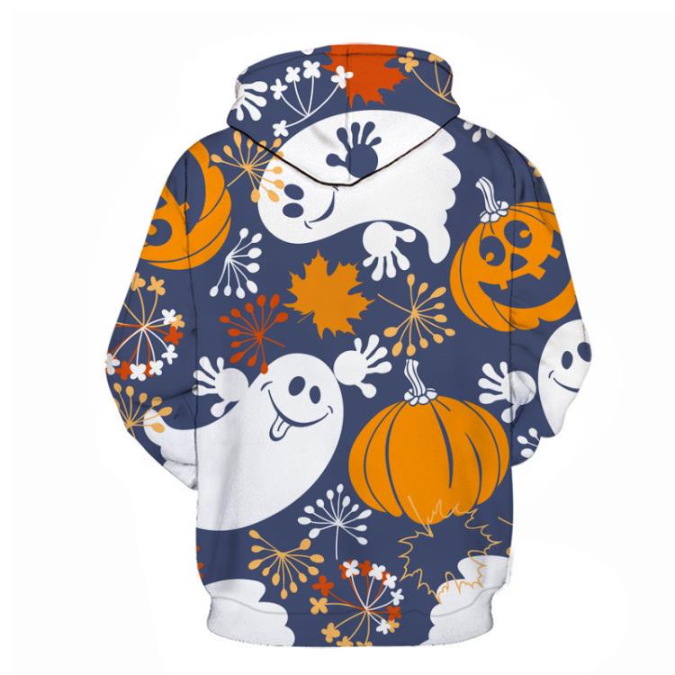 衛衣 2023新款春秋款男士3D印花卡通萬圣節幽靈連帽 可做童裝-細節圖2