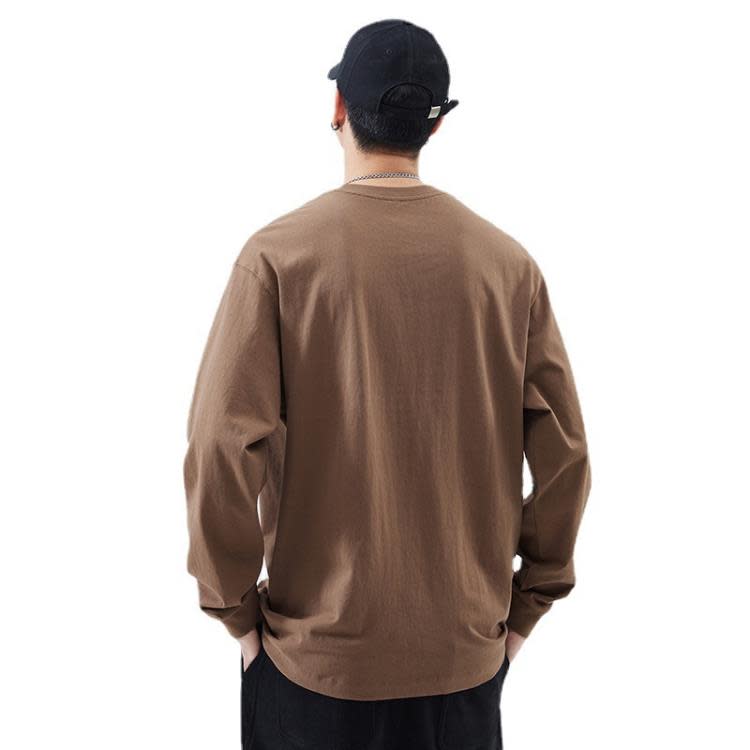 長袖T恤 260g重磅男純棉寬松大碼衛衣春秋新品簡約百搭打底衫-細節圖5