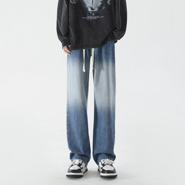 牛仔褲 春秋季男式新款正韓潮牌彈力男士直筒百搭休閒褲男褲-細節圖2