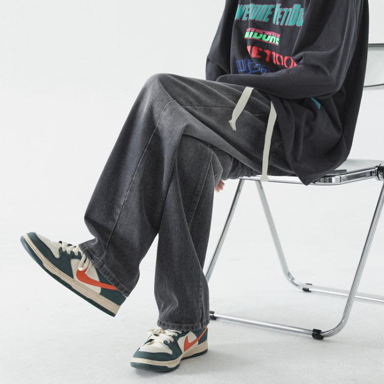 牛仔褲 春秋季男式新款正韓潮牌彈力男士直筒百搭休閒褲男褲-細節圖3