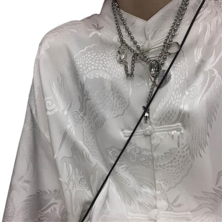 襯衫 短袖唐裝男新中式盤扣秋季龍袍中山裝情侶上衣外套國風道袍-細節圖2