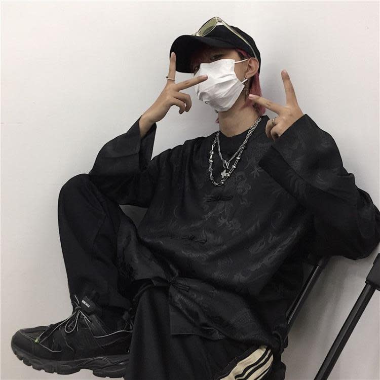 襯衫 短袖唐裝男新中式盤扣秋季龍袍中山裝情侶上衣外套國風道袍-細節圖3