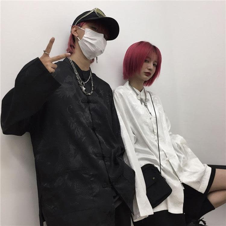 襯衫 短袖唐裝男新中式盤扣秋季龍袍中山裝情侶上衣外套國風道袍-細節圖4