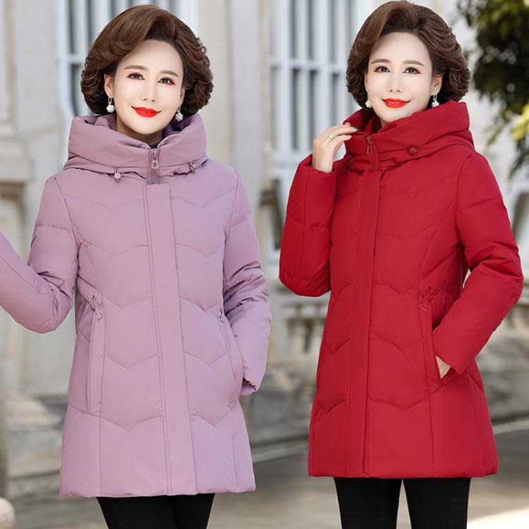 奶奶羽絨服女中老年人冬季外套媽媽冬裝加厚中長款老人老太太衣服-細節圖2
