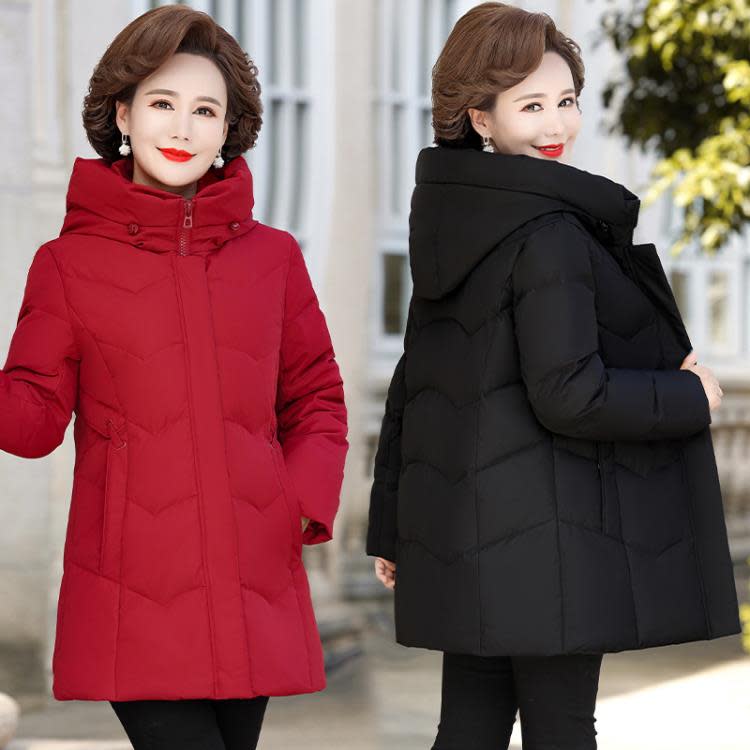 奶奶羽絨服女中老年人冬季外套媽媽冬裝加厚中長款老人老太太衣服-細節圖4