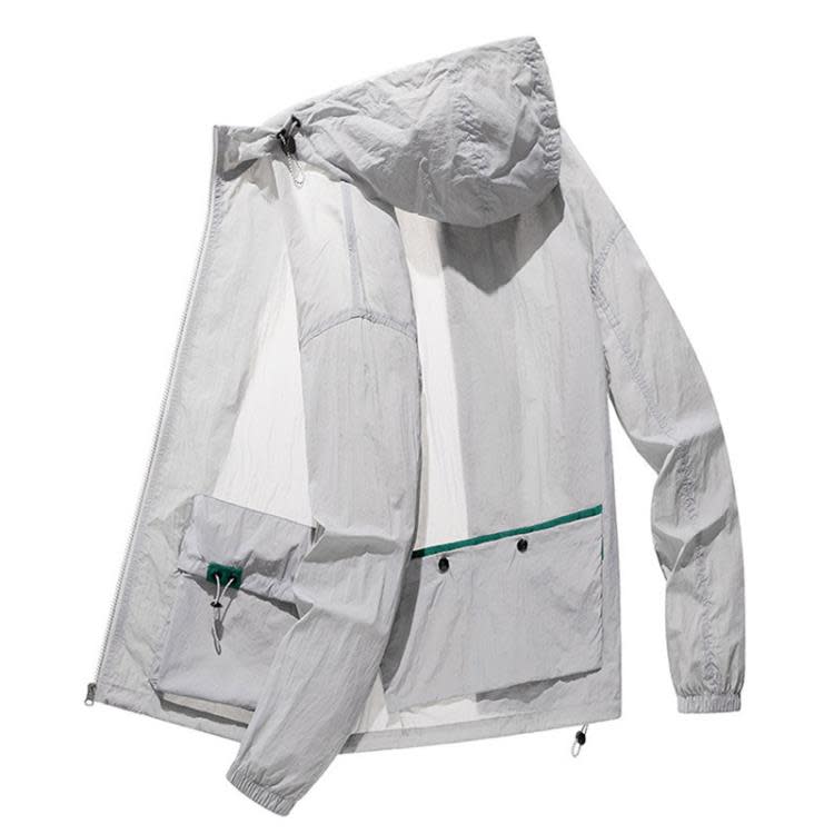 外套 寶螺大碼男裝涼感防曬衣連帽夏季胖子加肥加大透氣防紫外線-細節圖2