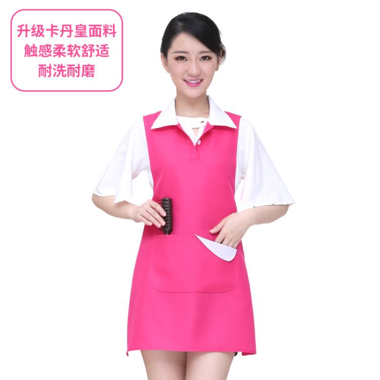背心 正韓時尚美容院美容師工作服式女款母嬰奶茶美甲圍裙耐穿印字-細節圖7