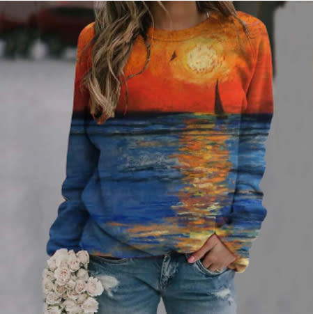 衛衣 20233D打印時尚運動圓領休閒寬松圓領廠家女式、絨衫-細節圖9