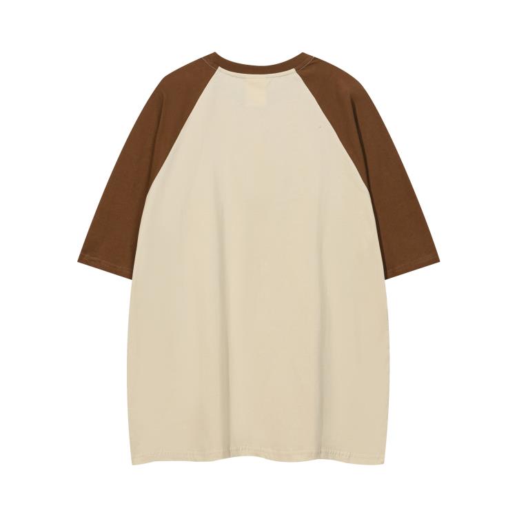 S735 米杏拼咖啡 雪花灰拼深灰 S-XL 100%棉 | 2023春夏新品潮牌T-細節圖5