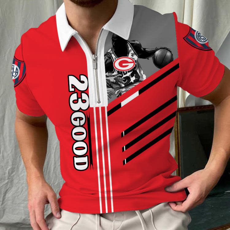 短袖T恤 3D印花拉鍊polo衫 橄欖球隊3D數碼印花寬松歐碼翻領-細節圖6