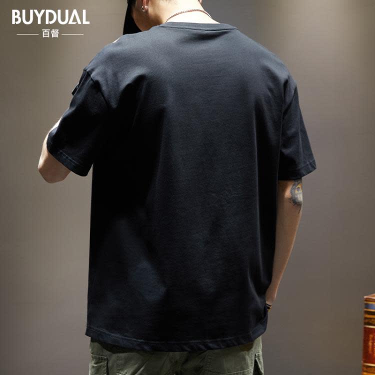 短袖T恤 潮牌美式重磅250g男寬松大碼棉質上衣夏季潮流ins半袖體恤-細節圖4