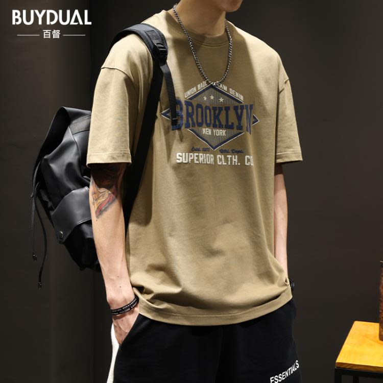 短袖T恤 潮牌美式重磅250g男寬松大碼棉質上衣夏季潮流ins半袖體恤-細節圖7