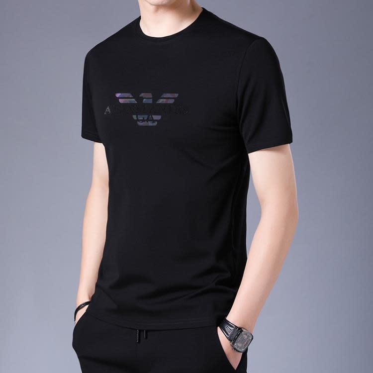 短袖T恤 2023男士印花時尚潮流休閒簡約百搭日常青年通勤T夏季新品-細節圖2