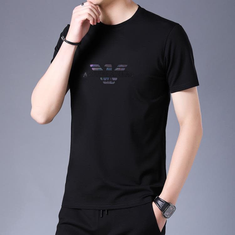 短袖T恤 2023男士印花時尚潮流休閒簡約百搭日常青年通勤T夏季新品-細節圖3