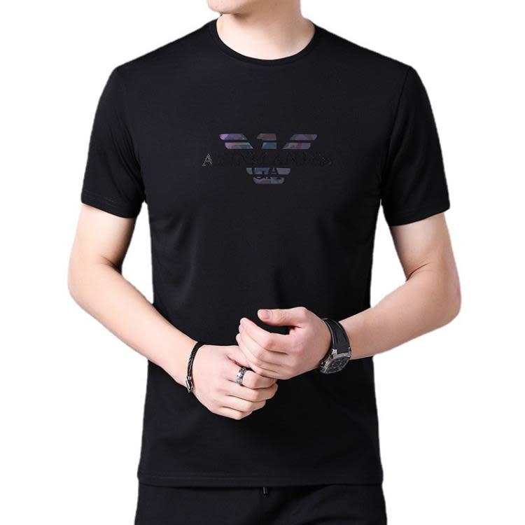 短袖T恤 2023男士印花時尚潮流休閒簡約百搭日常青年通勤T夏季新品-細節圖5