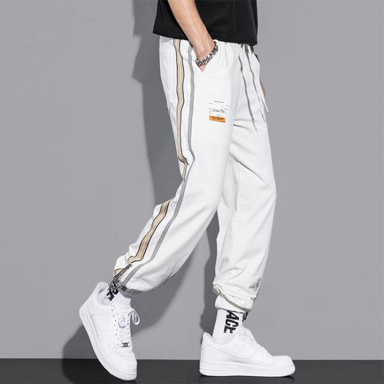 休閒褲 春秋季款運動褲男純棉束腳九分寬松衛褲痞帥百搭冰絲潮流褲子-細節圖6