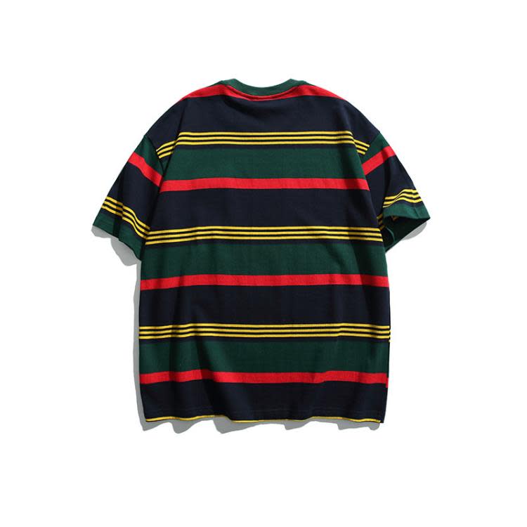 北界男裝 美式潮牌2023夏季新款Cityboy條紋短袖T恤男半袖打底衫-細節圖2