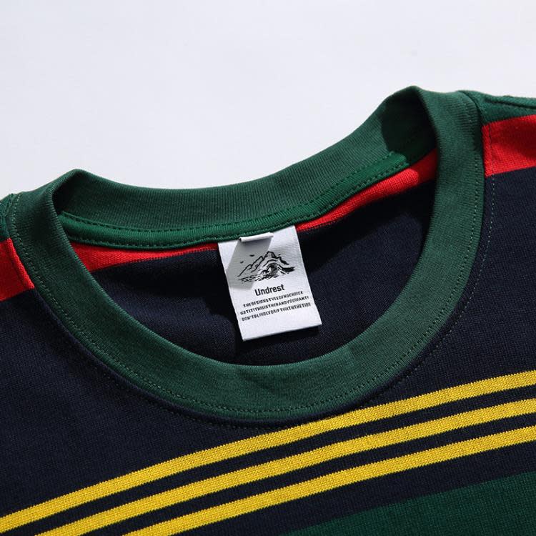 北界男裝 美式潮牌2023夏季新款Cityboy條紋短袖T恤男半袖打底衫-細節圖3