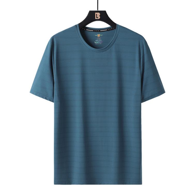 短袖T恤 夏季新款情侶M-8XL彈力正韓透氣錦綸冰絲圓領速干男-細節圖3