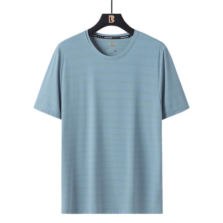 短袖T恤 夏季新款情侶M-8XL彈力正韓透氣錦綸冰絲圓領速干男-細節圖4