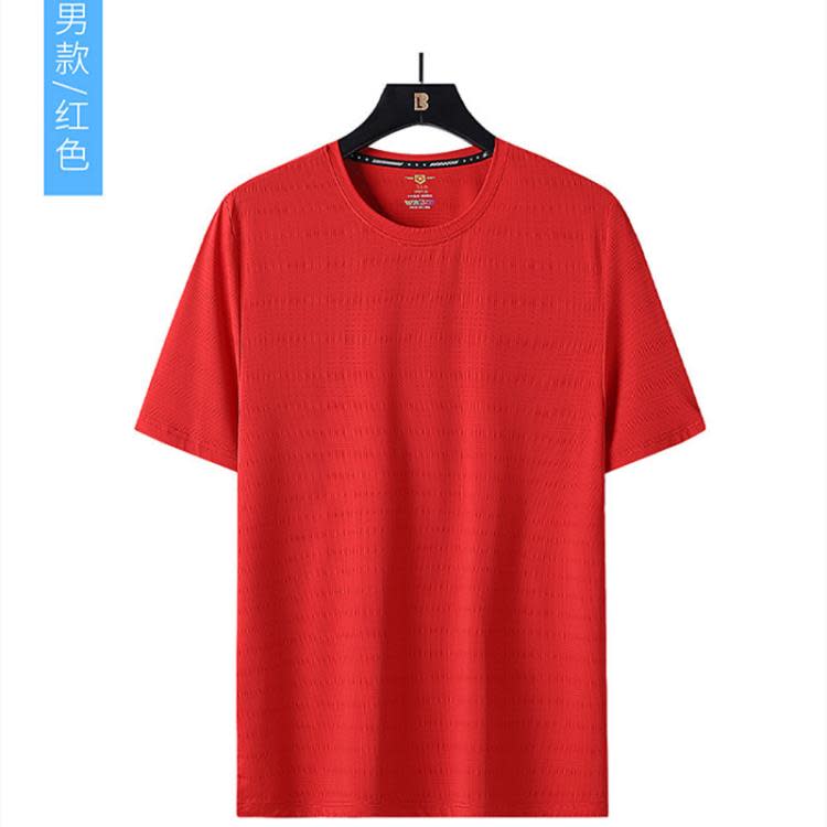 短袖T恤 夏季新款情侶M-8XL彈力正韓透氣錦綸冰絲圓領速干男-細節圖8