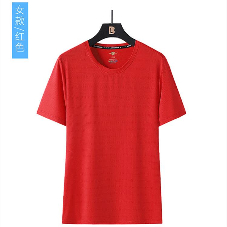 短袖T恤 夏季新款情侶M-8XL彈力正韓透氣錦綸冰絲圓領速干男-細節圖9