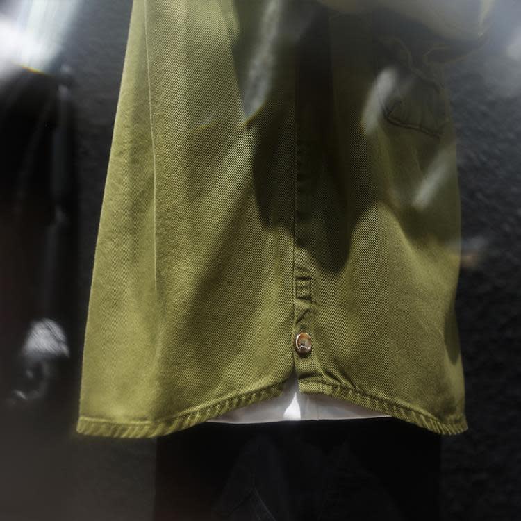 襯衫 軍綠色長袖工裝外套男春季寬松潮牌大碼夾克春秋男生休閒上衣-細節圖5