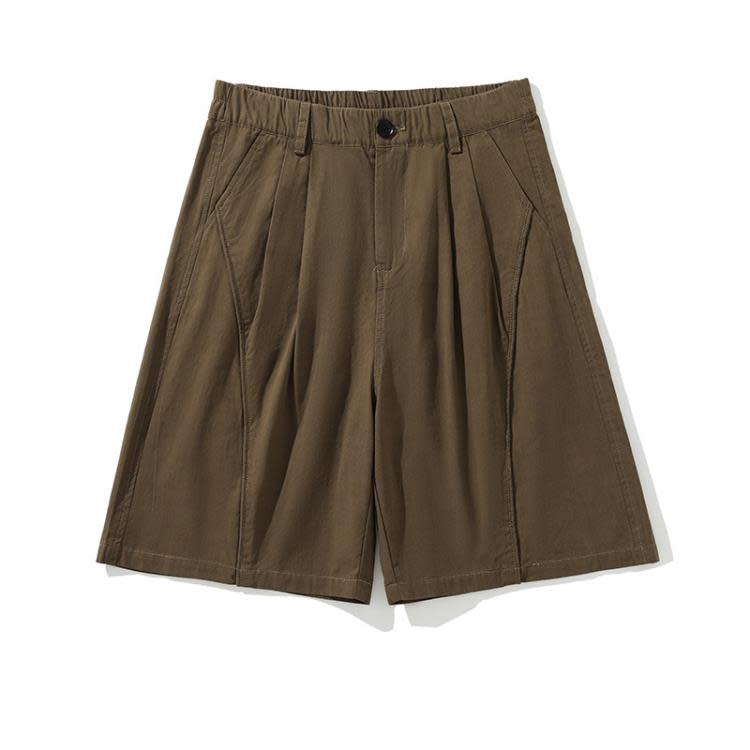 北界男裝 美式潮牌2023夏季新款立體剪裁拼接休閒短褲男工裝中褲-細節圖2