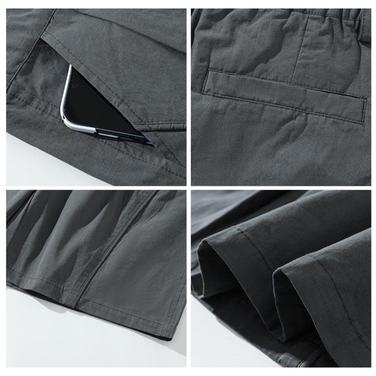北界男裝 美式潮牌2023夏季新款立體剪裁拼接休閒短褲男工裝中褲-細節圖3