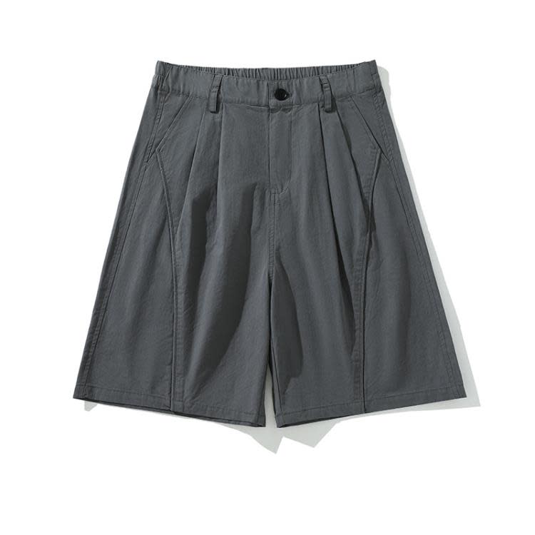 北界男裝 美式潮牌2023夏季新款立體剪裁拼接休閒短褲男工裝中褲-細節圖4