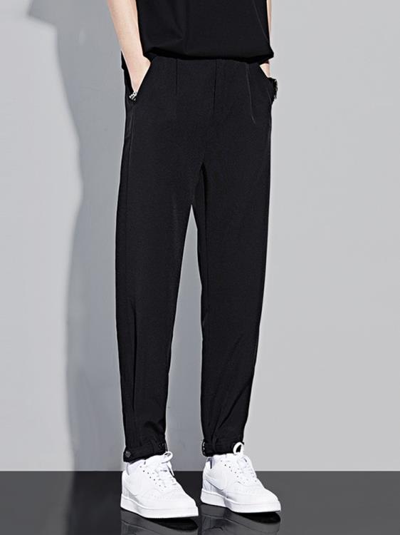 西裝 春季褲子男潮牌正韓潮流垂感白色小西褲寬松束腳春秋男士休閒長褲-細節圖4