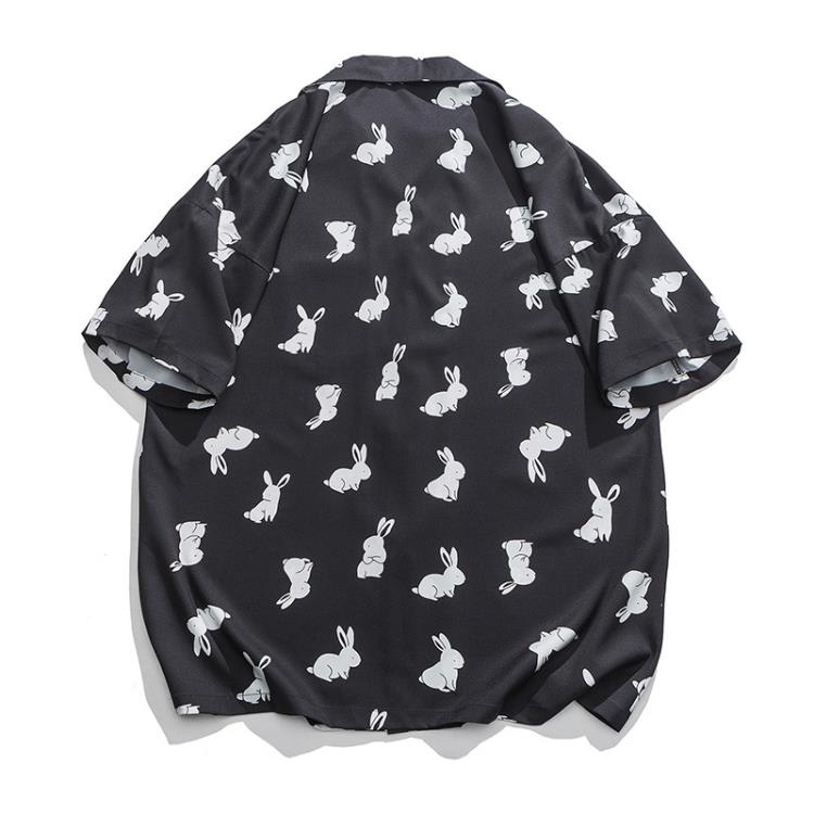 北界男裝 美式潮牌2023夏季新款卡通印花夏威夷古巴領短袖襯衫男-細節圖2