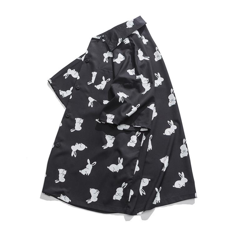 北界男裝 美式潮牌2023夏季新款卡通印花夏威夷古巴領短袖襯衫男-細節圖5