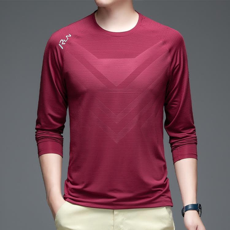 長袖T恤 運動t恤男士春夏季新款冰感商務t恤男薄款健身彈力冰絲男-細節圖4
