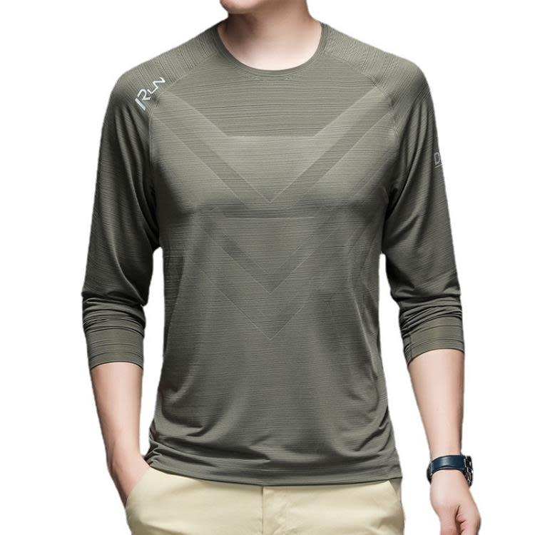 長袖T恤 運動t恤男士春夏季新款冰感商務t恤男薄款健身彈力冰絲男-細節圖5