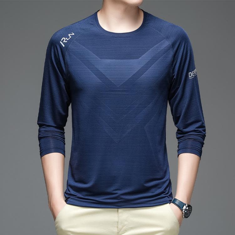 長袖T恤 運動t恤男士春夏季新款冰感商務t恤男薄款健身彈力冰絲男-細節圖6