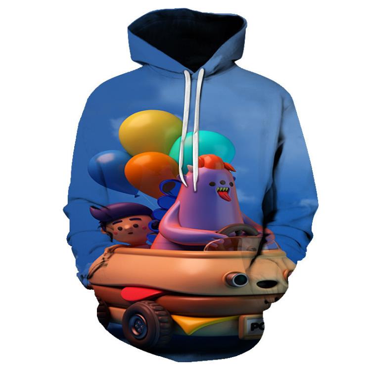 2023春秋潮牌熱銷鬼娃搞笑3D數碼印花大碼男裝棒球服衛衣-細節圖9