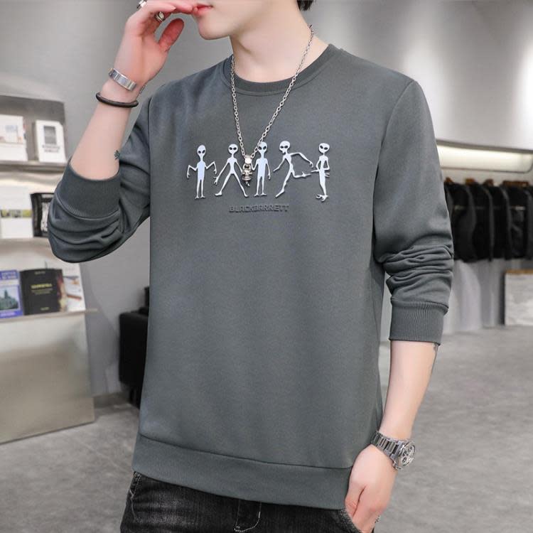 衛衣男士新款男裝圓領長袖t恤正韓寬松男式休閒打底衫上衣服批髮-細節圖4