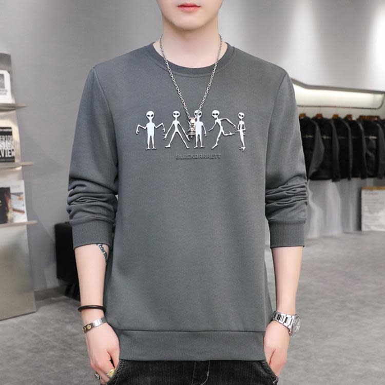 衛衣男士新款男裝圓領長袖t恤正韓寬松男式休閒打底衫上衣服批髮-細節圖6