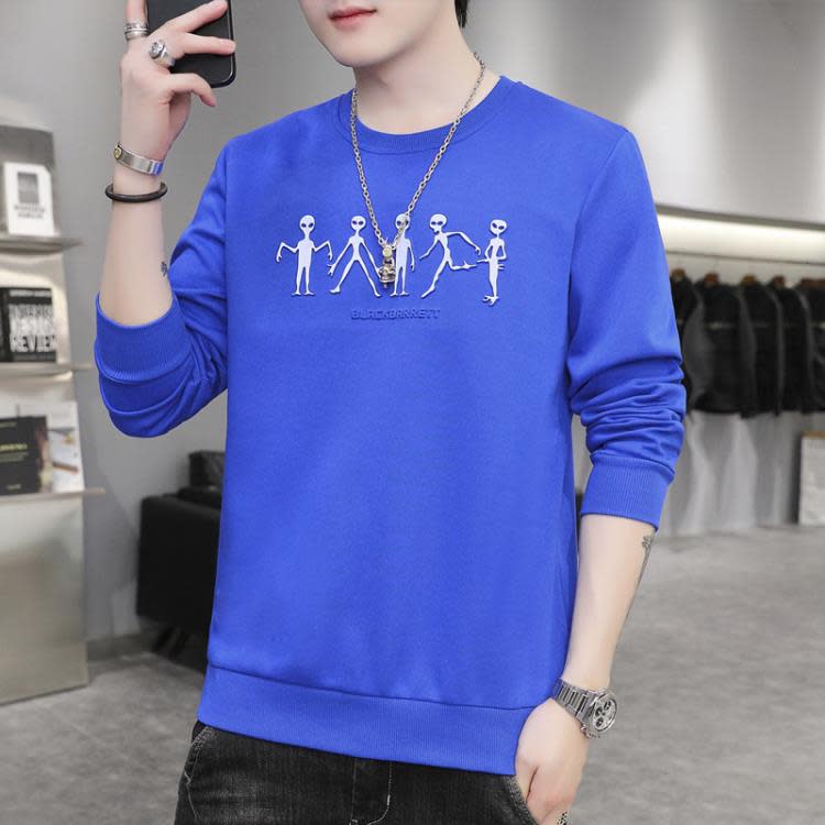 衛衣男士新款男裝圓領長袖t恤正韓寬松男式休閒打底衫上衣服批髮-細節圖8