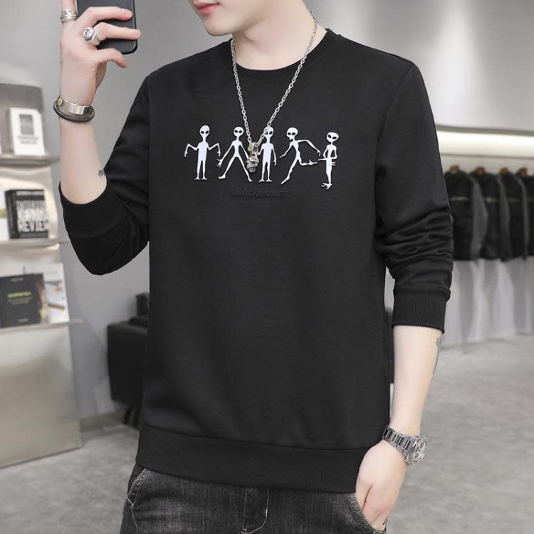 衛衣男士新款男裝圓領長袖t恤正韓寬松男式休閒打底衫上衣服批髮-細節圖9