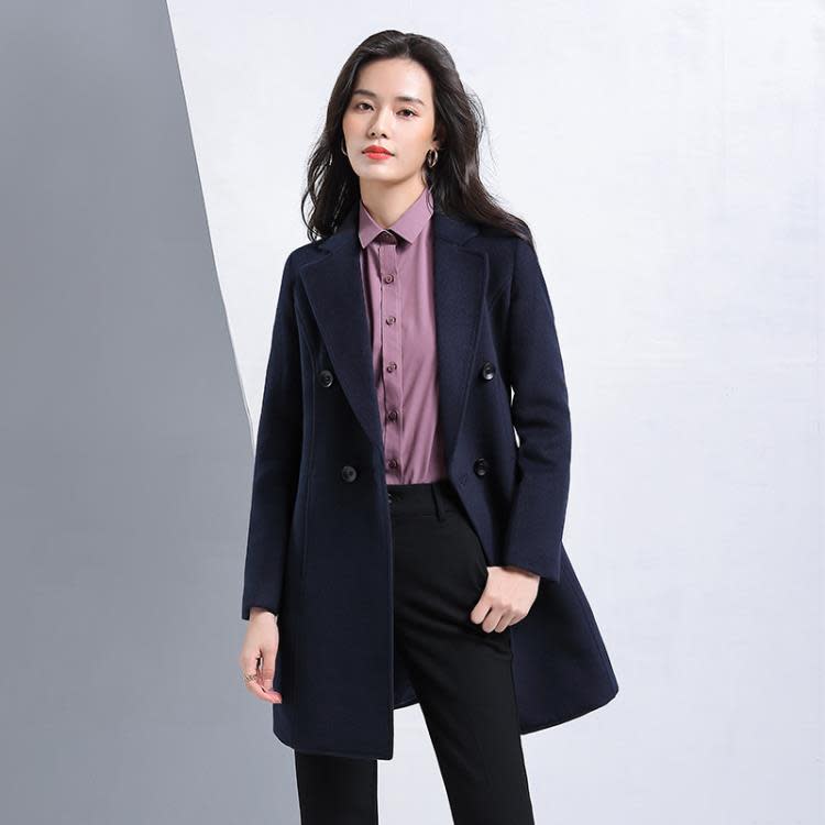 黑色毛呢外套女復古香港時尚職業裝商務正裝中長款修身小西裝上衣-細節圖2