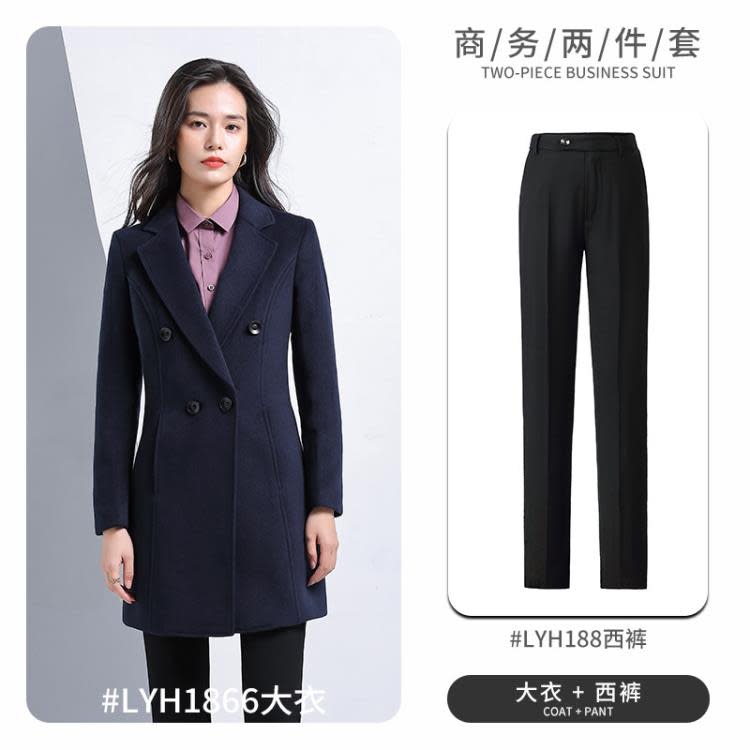 黑色毛呢外套女復古香港時尚職業裝商務正裝中長款修身小西裝上衣-細節圖6