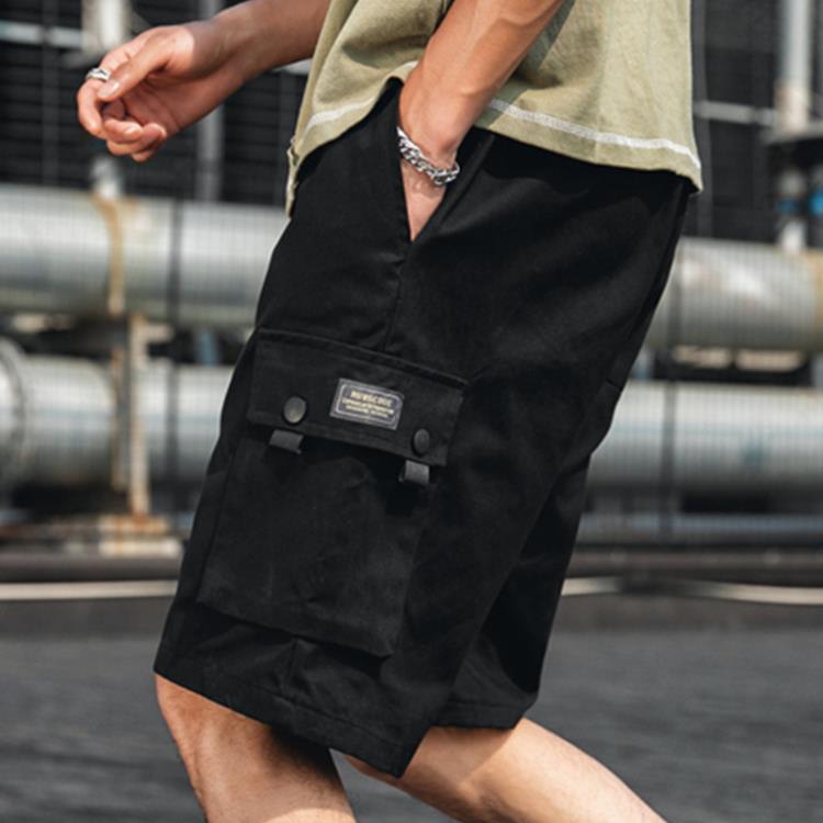 夏季潮流休閒工裝短褲男士青少年寬松五分正韓學生運動大口袋褲子-細節圖2