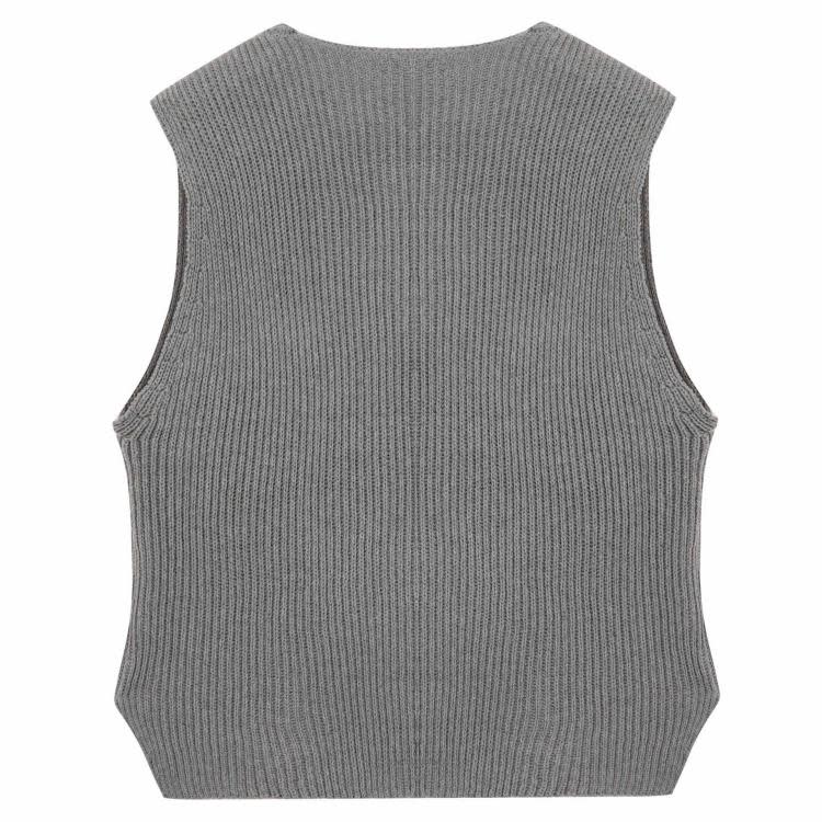 男裝 秋冬新款V領無袖針織衫 單排扣修身毛織背心馬甲SY0233-細節圖4