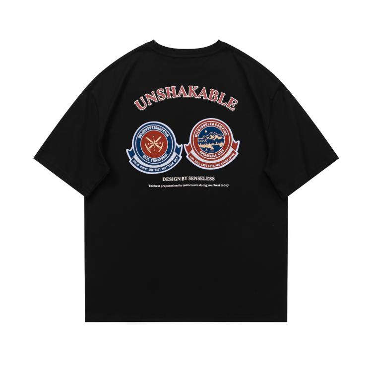 2023年夏季新款短袖百搭織嘜圖案短袖情侶短袖-細節圖2