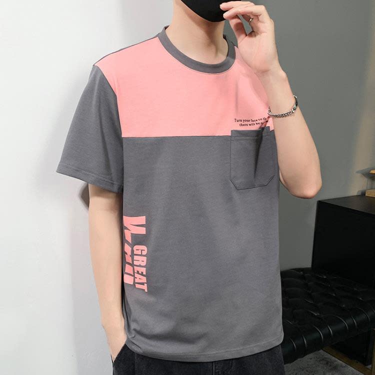 短袖T恤 2023年新款男士夏季潮流寬松服潮牌香港圓領男裝-細節圖2