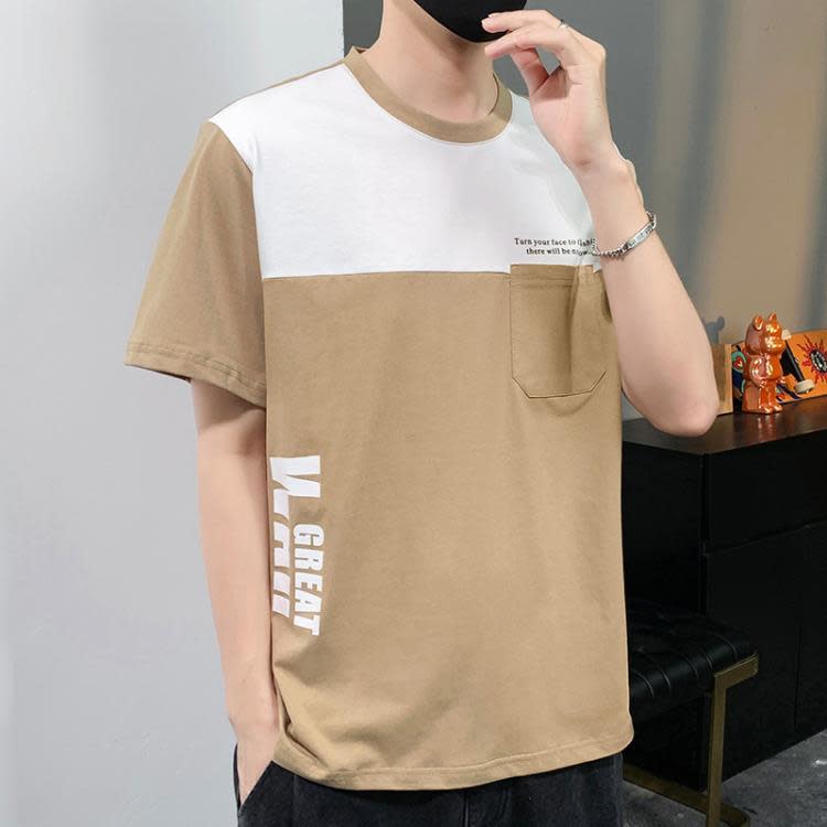 短袖T恤 2023年新款男士夏季潮流寬松服潮牌香港圓領男裝-細節圖4