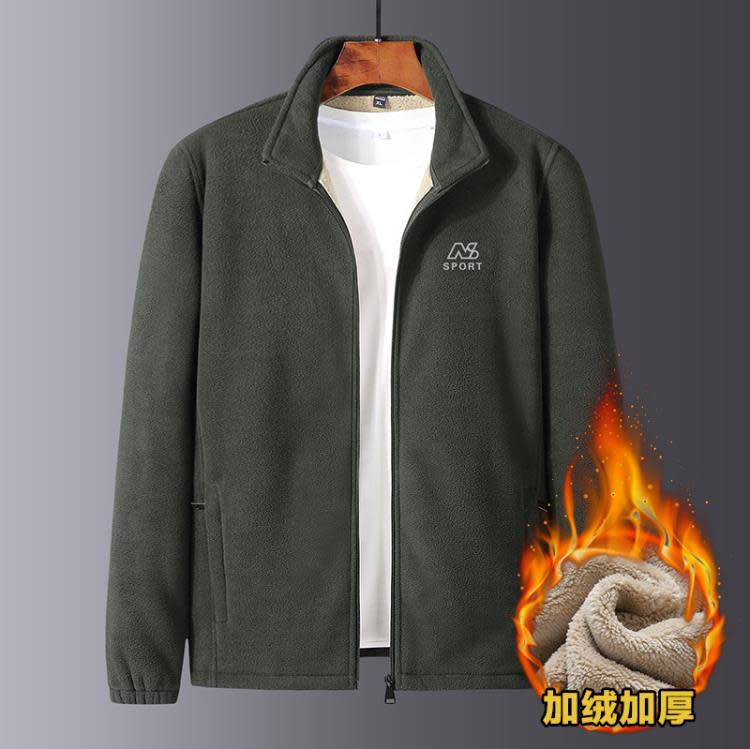 秋冬季羊羔絨外套男中老年加絨加厚休閒夾克男搖粒絨爸爸裝抓絨衣-細節圖2