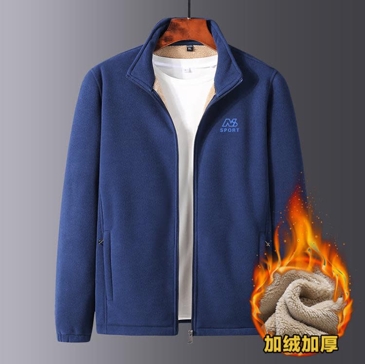 秋冬季羊羔絨外套男中老年加絨加厚休閒夾克男搖粒絨爸爸裝抓絨衣-細節圖3